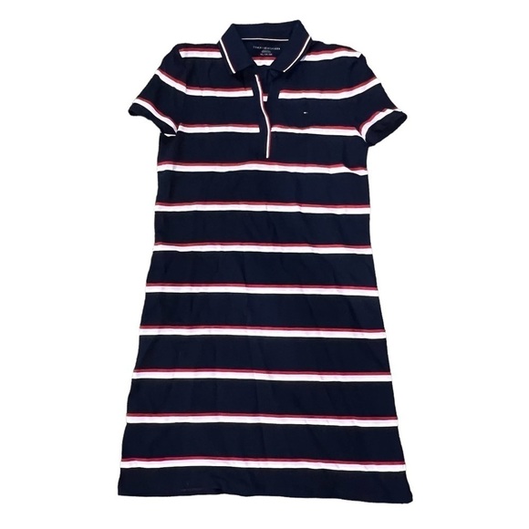 NWT Tommy Hilfiger Red White Pink Striped A Line Dress Size XS Women’s - Picture 1 of 6
